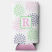 Flower Pattern Waterverf Monogram Roze Navy Groen (Voorkant)