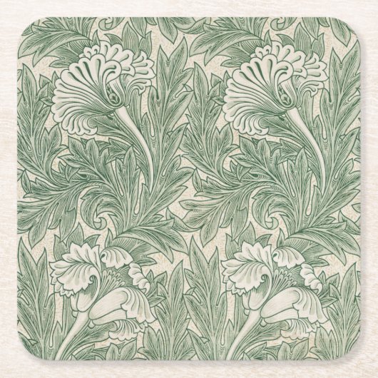 Flower Pattern, William Morris Vierkante Kartonnen Onderzetter (Voorkant)