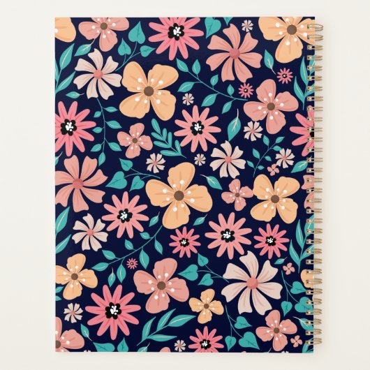 Flower Pattern Year and Name Navy Planner (Achterkant)