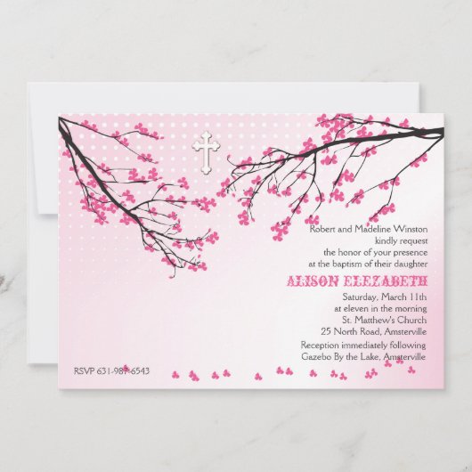 Flower Pink Branches Invitation (Devant)