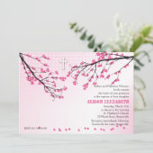 Flower Pink Branches Invitation (Debout devant)