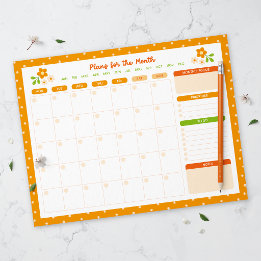 Flower Polka Dots Monthly Planner Notitieblok
