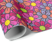 Flower Pop ! Numéro 3 Papier d'emballage cadeau (Coin rond)