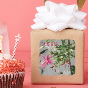 FLOWER POST KAART VOOR DAUGHTERS DAY VIERKANTE STICKER