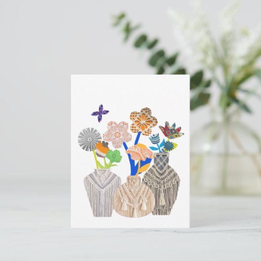 Flower pot crochet macrame cartes de notes (Debout devant)