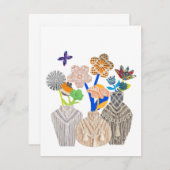 Flower pot crochet macrame cartes de notes (Devant / Derrière)