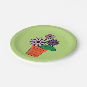 Flower Pot Paarse Daisies Personalized Papieren Bordje