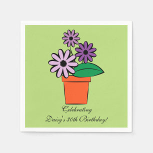 Flower Pot Paarse Daisies Personalized Servet