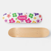Flower Power Bloemkleurig Paars & RozeMaatwerk Skateboard (Horizontaal)
