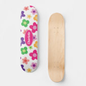 Flower Power Bloemkleurig Paars & RozeMaatwerk Skateboard (Voorkant)
