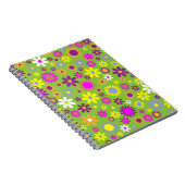 Flower Power Bright Green Pattern Notitieboek (Rechterzijde)