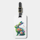 Flower Power Bunny Rabbit Bagagelabel (Voorkant verticaal)