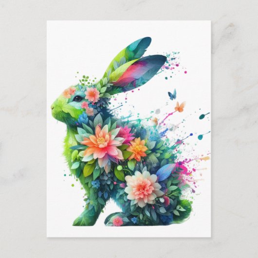 Flower Power Bunny Rabbit Briefkaart (Voorkant)