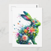 Flower Power Bunny Rabbit Briefkaart (Voorkant / Achterkant)