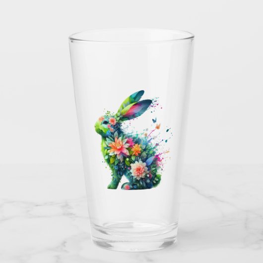 Flower Power Bunny Rabbit Glas (Voorkant)