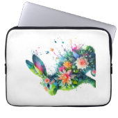 Flower Power Bunny Rabbit Laptop Sleeve (Voorkant)