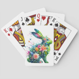 Flower Power Bunny Rabbit Pokerkaarten