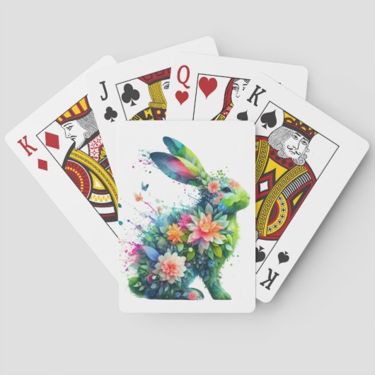 Flower Power Bunny Rabbit Pokerkaarten (Achterkant)
