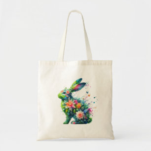 Flower Power Bunny Rabbit Tote Bag