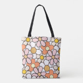 Flower Power Canvas tas | Retro 70s Groovy Bloemen (Achterkant)