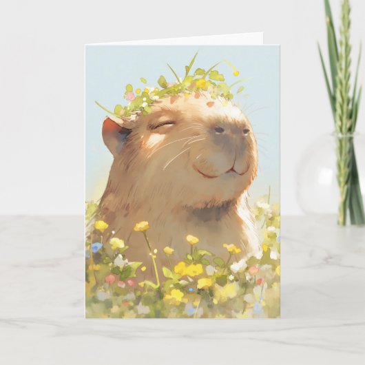 Flower Power Capybara Kaart (Voorkant)