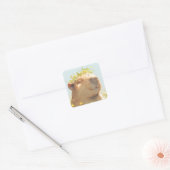 Flower Power Capybara Vierkante Sticker (Envelop)