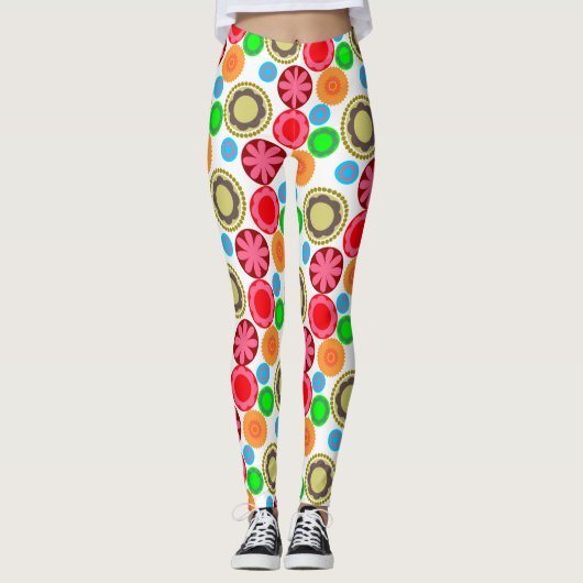 Flower Power en Rangées 002 Leggings (Devant)