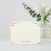 Flower Power Flat Thank You Card - Paarse Bedankkaart (Staand voorkant)