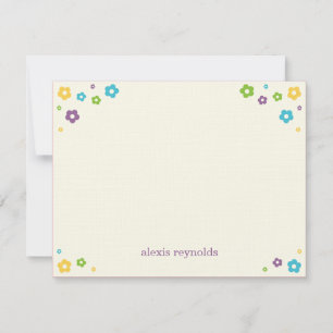 Flower Power Flat Thank You Card - Paarse Bedankkaart