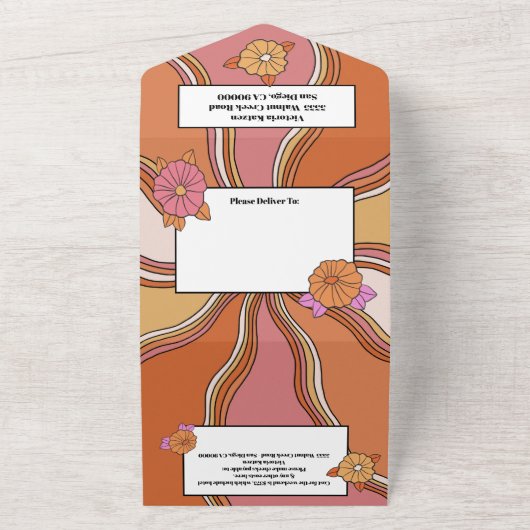 Flower Power Hippie Bachelorette Weekend All In One Uitnodiging (Buitenkant)