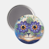 Flower Power Hippie Cat Magnet Magneet (Voorkant / Achterkant)