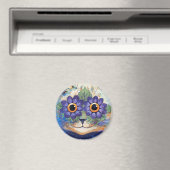 Flower Power Hippie Cat Magnet Magneet (Insitu (Vaatwasser))