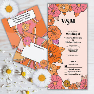 Flower Power Hippie Jaren 60 Huwelijk All In One Uitnodiging