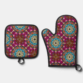 Flower Power Hippie Tuin Ovenwant & Pannenlap Set
