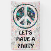 Flower Power Peace-teken II + uw backgr. en ideeën Spandoek (Verticaal)