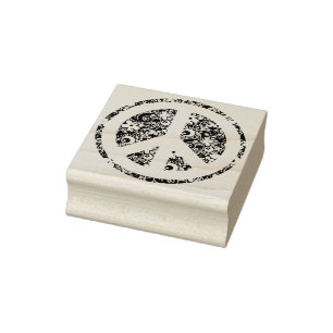 Flower Power Peace-teken III + uw backgr. en idee Rubberstempel