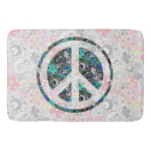 Flower Power Peace-teken III + uw backgr. en ideeë Badmat (Voorkant)