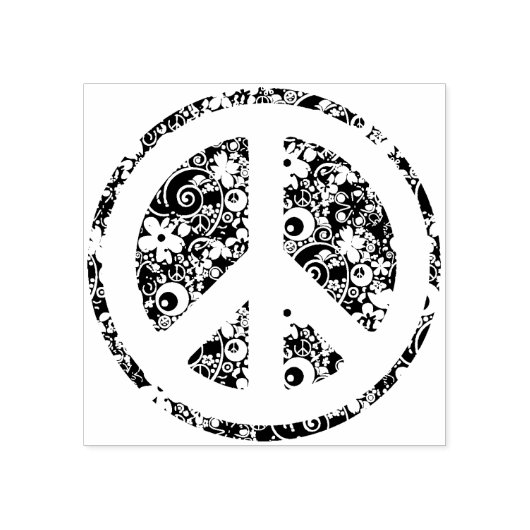 Flower Power Peace-teken III + uw backgr. en ideeë Rubberstempel (Afrduk)