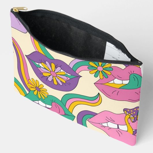 "Flower Power" print cosmetische tas (Open)