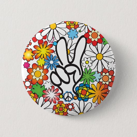 Flower Power Ronde Button 5,7 Cm (Voorkant)