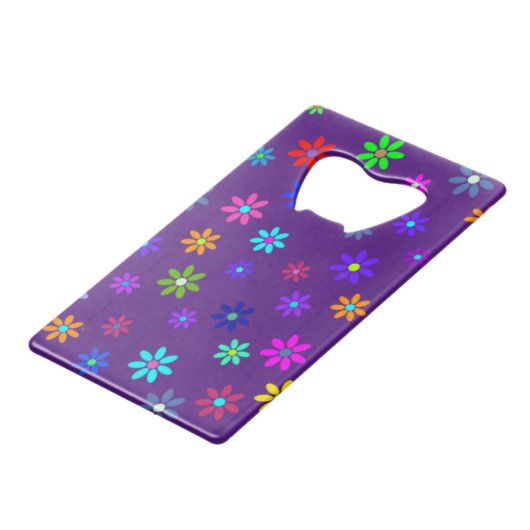 Flower Power Shower - kleurpatroon 1 Kredietkaart Flessenopener (Voorkant Gekanteld)