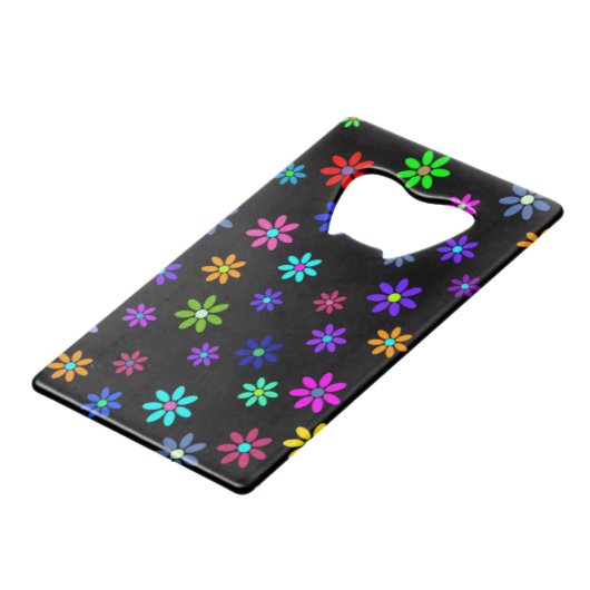 Flower Power Shower - kleurpatroon 1 Kredietkaart Flessenopener (Achterkant Gekanteld)