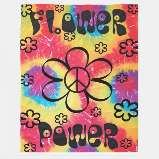 FLOWER POWER STROPDAS GEVERFD Fleece Deken (Voorkant)