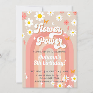 Flower Power Super fille invitation de 8ème annive