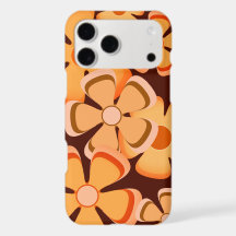 Flower Power - Vintage 70's Rétro Orange Et Marron