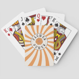 Flower Power with Psychedelic Orange Rays Pokerkaarten