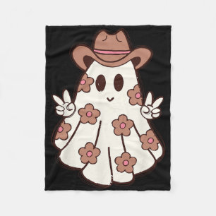 Flower Retro Western Ghost Halloween Funny Cowgirl Fleece Deken