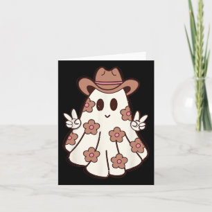 Flower Retro Western Ghost Halloween Funny Cowgirl Kaart
