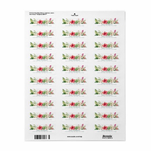Flower Return-adreslabels Etiket (Full Sheet)