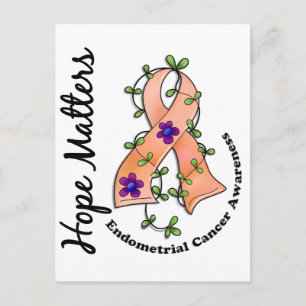 Flower Ribbon 4 Hope Matters Endometriumkanker Briefkaart